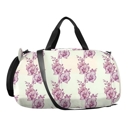 Purple Pink Flower Kids Travel Duffel Bag for Boys Girls Overnight Weekend Tote Bag with Shoes Compartment for Trip Beach Swim2
