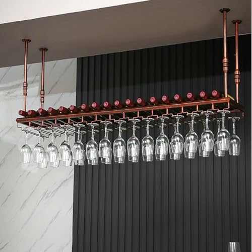 Étagère de plafond pour bouteilles avec support de verres et tasses