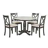 KASUE 5-Piece Dining Table and Chairs Set for 4 Persons, Solid Wood Kitchen Room Table with 4 Chairs