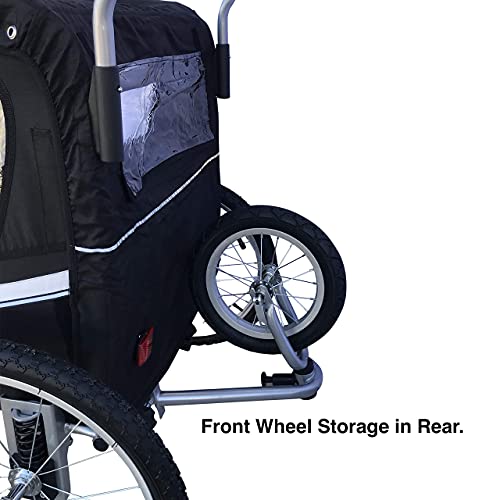 Booyah Extra Large Pet Bike Trailer Dog Stroller & Jogger with Shocks Non Tipping. Green/Yellow (Neon Green) - Thumbnail 6