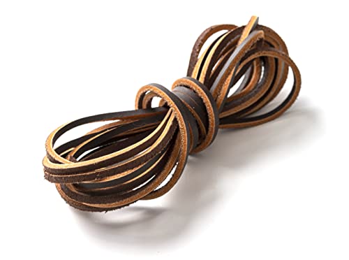 IPEA Lederband für Schuhe, Accessoires, Mode - 3 Meter Lange - Quadratische Ledersenkel Schnürsenkel Premium Echtes Leder- Kreationen, Armbänder – Color Dunkelbraun