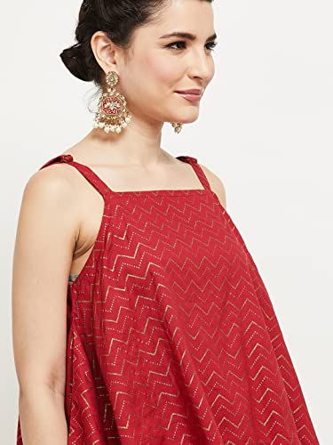 Image of Max Women's Printed Sleeveless Asymmetric Hem Regular Fit Top