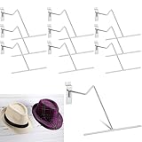 Zonon 10 Pack Slatwall Hat Holder Western Cowboy Hat Display Metal Wall Mounted Hat Rack Chrome Hat Hanger Multifunctional Organizer Slatwall Accessories for Retail or Home Use(Silver)