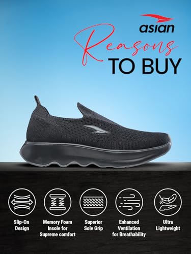 Image of ASIAN Men Wind PRO-08 Casual Wear and Walking Shoes Without Laces for Men & Boys with Upper Mesh Fabric - Lightweight, Comfortable, Breathable, and Perfect for Walking and Daily Use