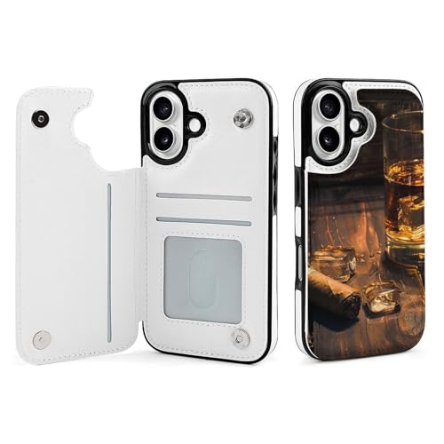 Étui portefeuille iPhone 16 cigare et whisky idée cadeau homme en cuir