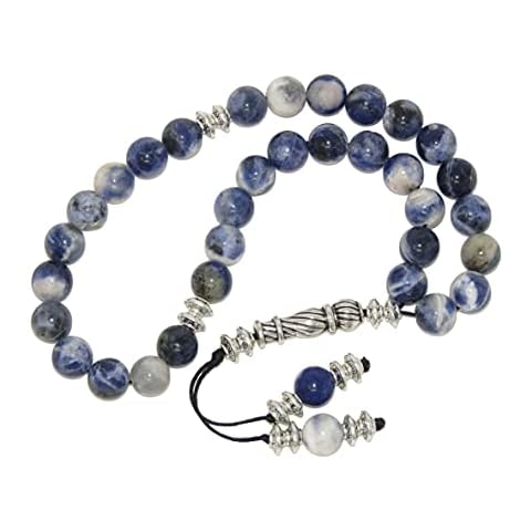 Jeannieparnell 260-8mm Sodalite Gemstone Prayer Beads Worry Beads Tasbih Handmade Cover