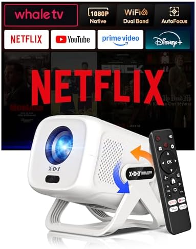 Xgody N5 Vidéoprojecteur Compatible avec Netflix et 4K, 1080P Nat...