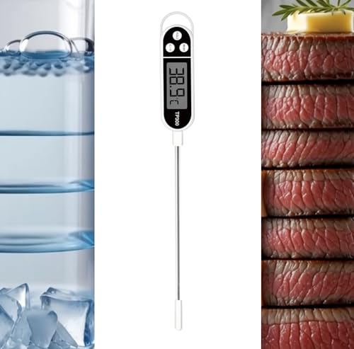 Digital Food/Meat Cooking Thermometer/Thermostat- ℉/℃, Instant Read With Large LCD Display, Long Probe, Auto OFF/Hold, Kitchen Thermometer for BBQ,Meat,Jam,Milk,Sugar,Water,Grill, Battery Included