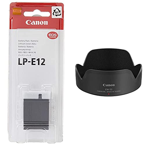 Canon Batteria Ricaricabile LP-E12 Compatibile con fotocamera EOS M & EW-53 Paraluce per EF-M 15-45mm f/3.5-6.3 IS STM, Nero