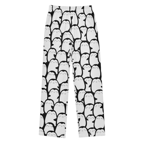 ZZXXB Cartoon Penguin Print Boys Long Pants Soft Trousers Elastic Waist Kids Lounge Bottoms with Pockets S-XL