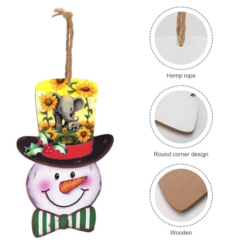 Planche à suspendre festive en bois bonhomme de neige cadeau de Noël idéal - 4