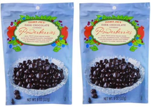 Trader Joes Dark Chocolate Covered Powerberries – 8 oz Bag (Pack of 2)