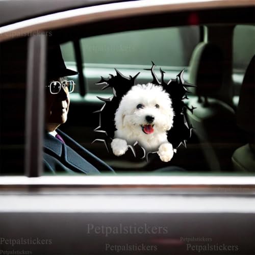 Image of Cute Dog Stickers for Car Window Decals Waterproof Funny Sticker (Bichon Frise Sticker)