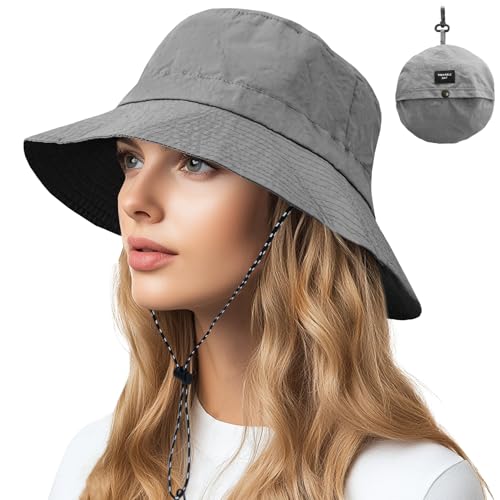Image of NPQQUAN Sun Bucket Hats for Woman Men Lightweight Sun Hat Packable Foldable Waterproof Beach Hiking Hat