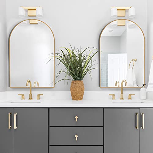 Sixty Times - Arched Mirror - 24" X 36" Inch - Gold - Large Gold Vanity Mirror, Entryway Arch Mirror, Dresser Mirror For Bedroom, Modern Gold Frame Mirror, Round Top Mirror For Bathroom Decor #TOP3