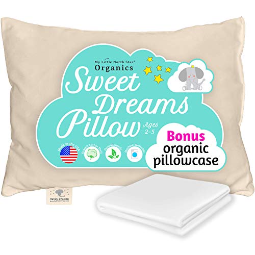 Toddler Pillow Made in USA & Pillowcase - 100% Organic Cotton - 13X18