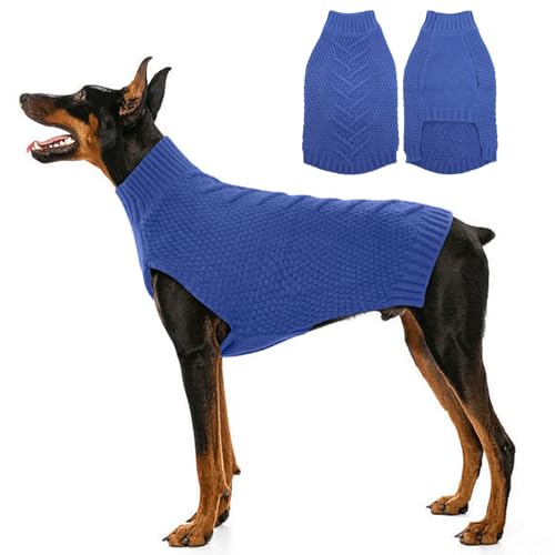 Katzinst Dog Jumper Large Breed, Warm Knitted Sweater with Polo Neck