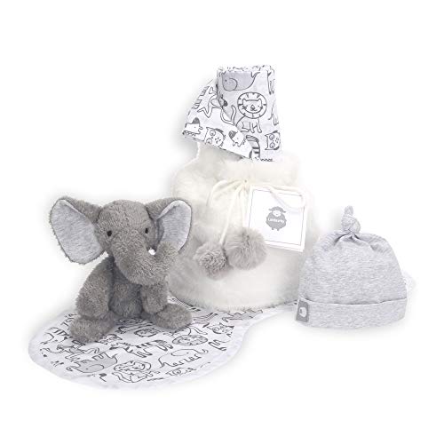 Lambs & Ivy 5 Piece Gray White Baby Gift Bag for Infant Newborn Baby Shower Gift