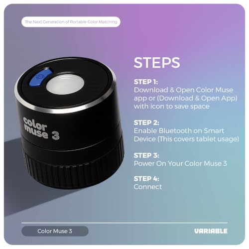 Image of COLOR MUSE 3 Portable Color Matching and Paint Scanner Device - Wireless Digital Colorimeter Sensor for Accurate Color and Sheen Detection - Pocket-Sized, Easy Carry, Indoor /Outdoor Projects - Black