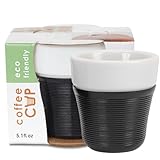 Pressca - Porcelain Coffee Cup - Reusable Espresso Cup 5.1 fl oz β Silicone Coated Grip β For Hot & Cold Drinks, Coffee, Tea β Barista & Coffee Shop Accessories β Kitchen Essentials β Black