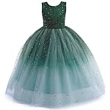 Flower Girls Sequin Tulle Formal Dress Child's Ball Gown Sparkly Pageant Princess Bithday Party Dresses for Girls 9-10 Years