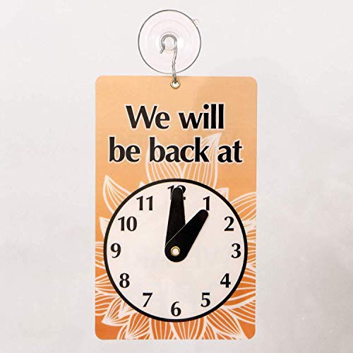 Smartsign “Will Be Back/Welcome We Are Open” Two Sided Be Back Clock Sign | 7.75" X 4.75" Plastic #TOP3
