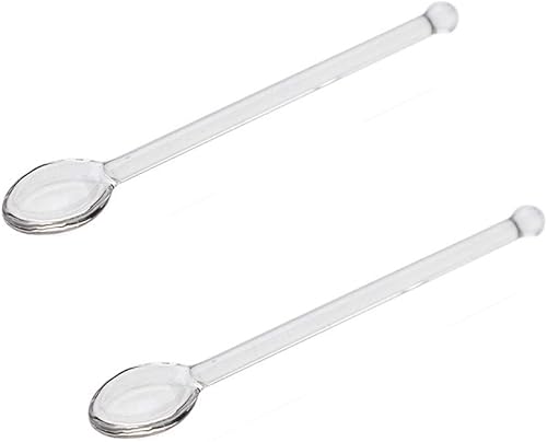 Cuchara mezcladora de café de vidrio transparente de 5.1 in/5 pulgadas, cucharas de té de café con leche, postre, barra de azúcar, cóctel, cocina,