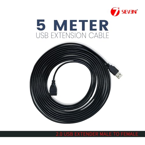 Image of 7SEVEN USB Cable 2.0 5 meter Extension Male-A to Female-A Suitable to Extend Mouse Printer Scanner Keyboard DVR NVR External HDD Device to Operate Conveniently