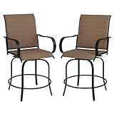 Outsunny Outdoor Bar Stools with Armrests, Set of 2 360° Swivel Bar Height...