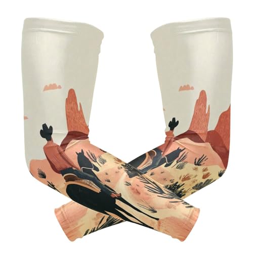 Kigai Western Cowboy UV Sun Protection Arm Sleeves for Men Women Cooling Compression Sports Arm Sleeves Tattoo Cover Up