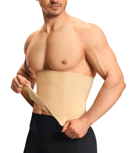 Nebility Faja Reductora Hombre Adelgazantes Cinturón Compresión Slim para Hombres Cintura Entrenador Fitness Deporte (Beige, Large)