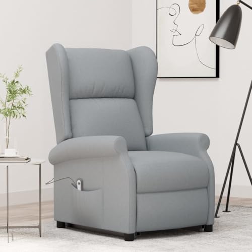 SKM Sillón elevable Tela Gris Claro,Mobiliario,Sillas,Sillones,Gris,48.6 kg,289730