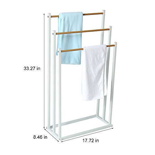 Home Bi Free Standing Towel Drying Rack, 3 Tier Metal Towel Bathroom Shelf, Rust-Resistant, Easy To Assemble #TOP2