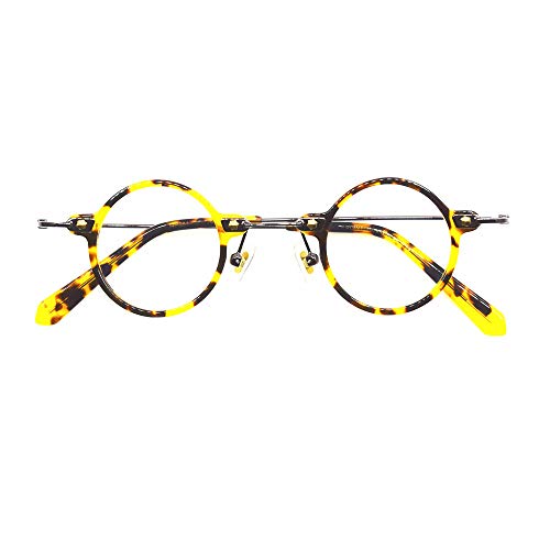 Image of Blue Light Blocking Glasses Computer Game Vintage Small Round Acetate Eyeglasses Frames