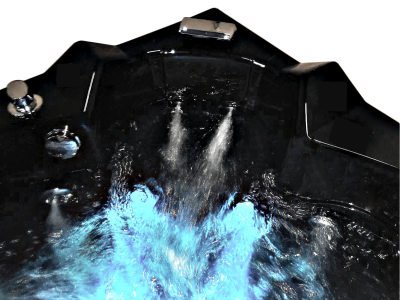 Bagno Italia Baignoire d'angle 150 x 150 Noir 20 Jets cromoterapia avec robinetterie