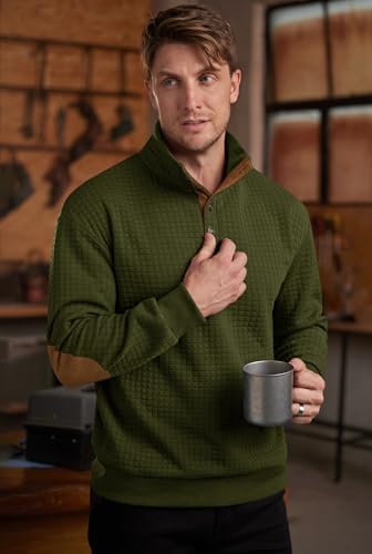 Men's Corduroy Sweatshirt Fleece Lined Thermal Elbow Patches Heavyweight Pullover (S-3XL)3