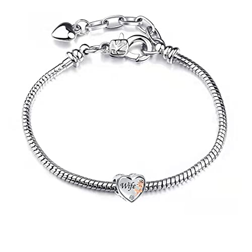 Abalorio de corazón para mamá y esposa compatible con pulseras Pandora 4