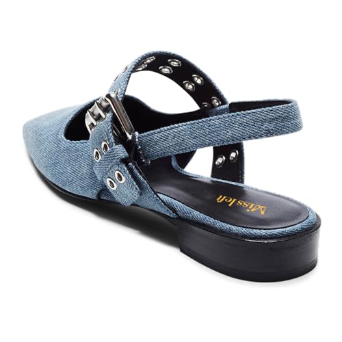 miss left Women Comfy Square Toe Low Block Heel Slingback Pumps Elastic Strap Buckle Flats Comfy Summer Dress Shoes Size 4-16 US2