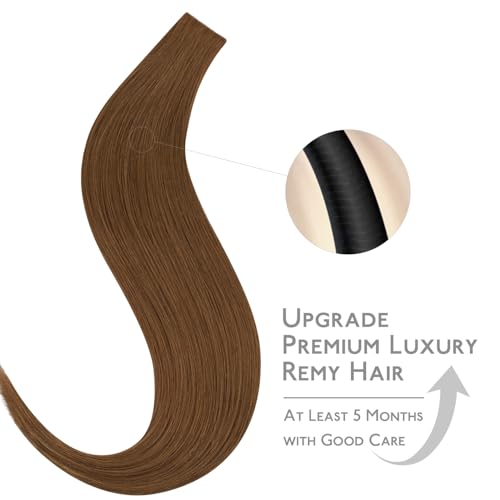 Image of WENNALIFE Invisi Edge Tape in Hair Extensions Human Hair,#5R,24 Inch | 24 Inch 50g 20pcs (Invisi Edge & Classic) Light Auburn Brown Invisi Remy Hair Natural Seamless Injected Tape In