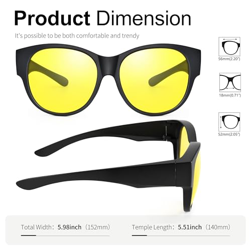 Night Glasses for Driving Women, Nighttime Vision Sight Anti Glare Reflective Yellow Driving Polarized Glasses3