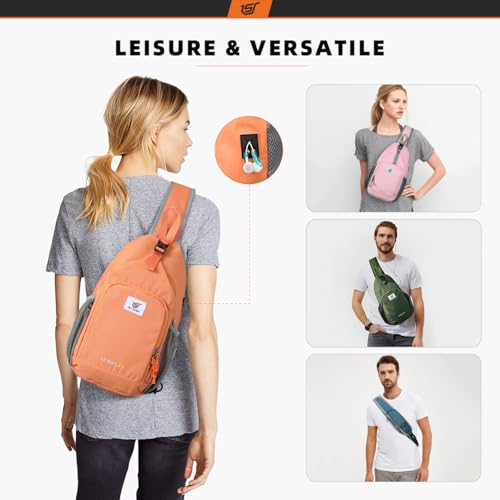 Image of SKYSPER Sling Bag RFID Crossbody Sling Backpack Cross Body Shoulder Bag Travel Hiking Daypack for Women Men(Orange)