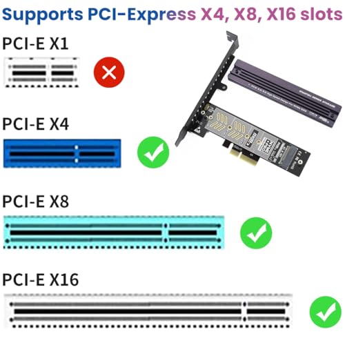 Image of ZORBES PCIe Adapter Card, NVMe SSD Expansion Card with Aluminum Heatsink, PCIe 4.0 to NVMe SSDs Adapter, for Expand PC Storage, Supports PCI-Express X4 X8 X16 Slots NVMe Card