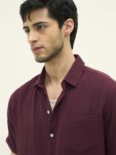 Image of Linen Shirts for Men's | Linen Blend Shirt with Full Sleeve | Spread Collar with Comfort Fit | Button Closure for Casual Wear
