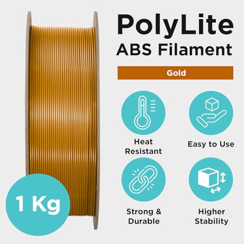 Image of Polymaker ABS Filament 1.75mm Gold, 1kg 3D Printing Filament, PolyLite ABS 3D Printer Filament, Heat Resistant, Strong & Durable, Dimensional Accuracy + /- 0.03mm