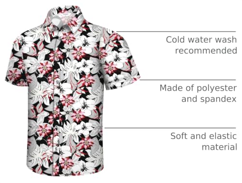 Image of Hawaiian Shirt for Men Tropical Shirts Summer Beach Button Down Short Sleeve Luau Aloha Floral Cruise Vacation Outfit 2026