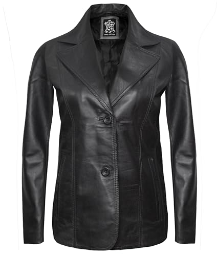 2 Buttons Womens Leather Blazer Real Lambskin Leather Coat - Casual Business Style Leather Blazer Coat for Women4