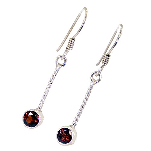 Boucles d'oreilles grenat rondes en argent sterling pour femme et chakra