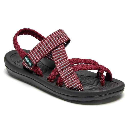MEGNYA Women's Arch Support Summer Gowalk Leisure Casual Walking Shoes, Comfortable Hiking Water Sandals with Adjustable Straps Outdoor Shopping Hang Out Adventure Pink Size 8.5
