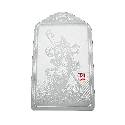 Pendentif Guan Gong en jade naturel blanc sculpté à la main pour homme