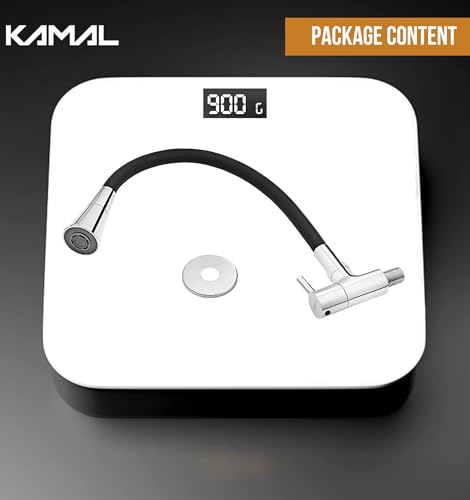 Image of KAMAL Full Brass Sink Tap Flexo Play Midnight Chrome | Shower & Aeartor Mode | Dual Flow Flexible Silicone Swivel Spout 360 Degree | Cold Water Tap Bib Tap Faucet (Wall Mount Installation Type)